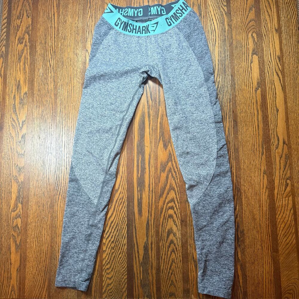 Gymshark Seamless Leggings Women’s Gray Blue Logo Waist Training Workout Size S